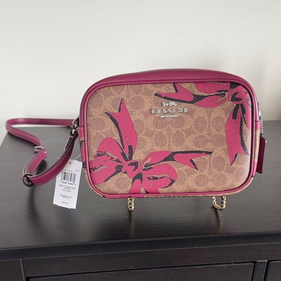 Coach Jaime Camera Bag with Bows, Pink and Brown Crossbody, NWT - Picture 1 of 8